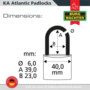 Long Shackle Brass Saltwater & Rustproof Keyed alike 40mm Padlock Long Shackle with protective cover (5 in a box)