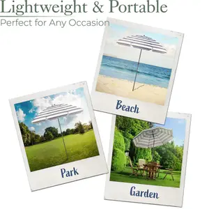 Striped Beach Parasol Tilting - Grey