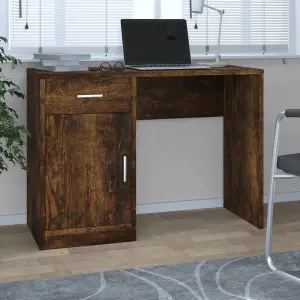 Berkfield Desk with Drawer&Cabinet Smoked Oak 100x40x73 cm Engineered Wood