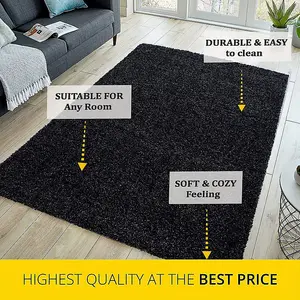 Abaseen 120x170 cm Anthracite Shaggy Rug - Soft Touch Thick Pile Modern Rugs - Washable Area Rugs for Home and Office