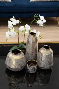 Interiors by Premier Orvena Small Grey And Gold Ceramic Vase