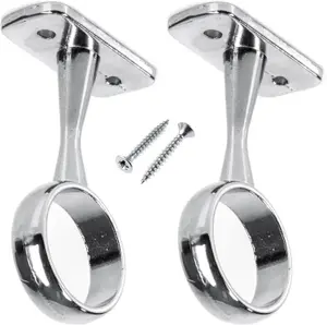 Wardrobe Rail Centre Supports Brackets 19mm Chrome Plated Round Wardrobe Rail Centre Support for Ceiling Wardrobe with screws x 2