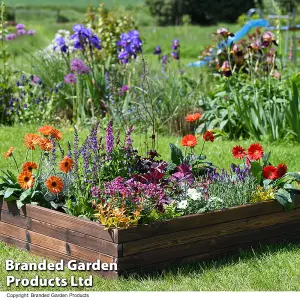 Wooden Raised Garden Planter Treated Fir Wood Outdoor Flower Trough Herb Vegetable Bed (Large 110x90cm)