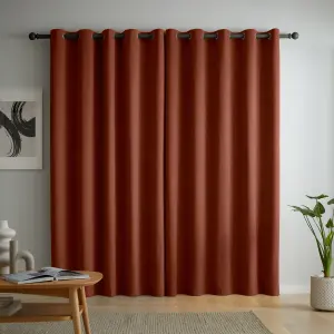 Catherine Lansfield Wilson Blackout Thermal  229x229cm Curtains Two Panels Terracotta