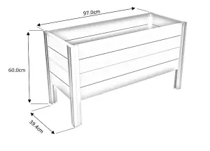 Winawood Wood Effect Rectangular Raised Planter - Stone Grey