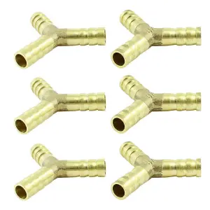 8 mm Brass Y Type 3 Way Hose Joiner Barbed Splitter Connector Air Fuel Water Pipe Tubing