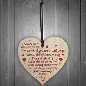 Red Ocean Handmade Daughter Gifts From Mum Wooden Hanging Heart Sign Christmas Birthday Gift Keepsake Mother Daughter Gifts