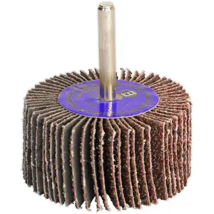 60mm Aluminium Oxide Flap Wheel with 6mm Shaft - 40 Grit for Precision Sanding