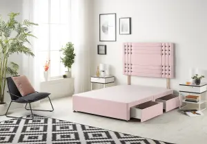 Somnior Flexby Plush Pink Divan Bed Base With 4 Drawers And Headboard - Small Double