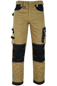 MS9 Mens Hi Viz Cargo Combat Holster Pockets Tactical Working Work Trouser Trousers Pants Jeans E1, Khaki - 32W/34L