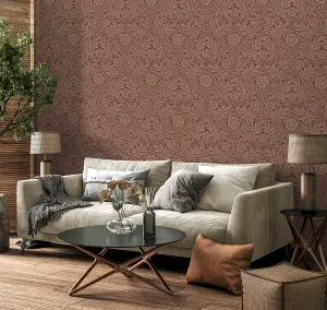 Crown Camille Damask Red Wallpaper M1746