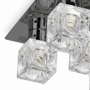 ValueLights Ritz Pair of Modern Black Chrome Ice Cube 5 Way Flush Ceiling Lights