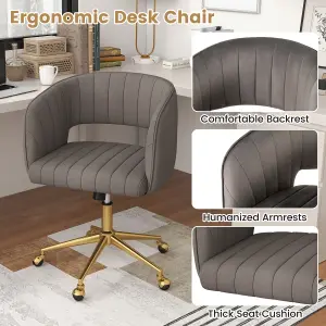 Costway Velvet Home Office Chair Adjustable Modern Swivel Desk Vanity Chair