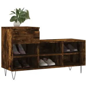 Berkfield Shoe Cabinet Smoked Oak 102x36x60 cm Engineered Wood