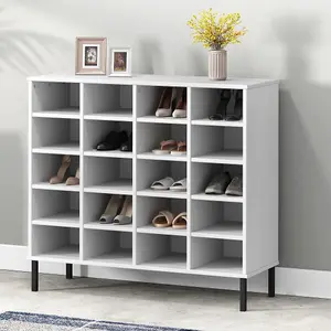 Shoe Rack with Metal Legs White 95x35x86 cm Solid Wood OSLO