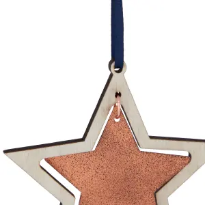 Copper effect Metal & wood Star Hanging decoration