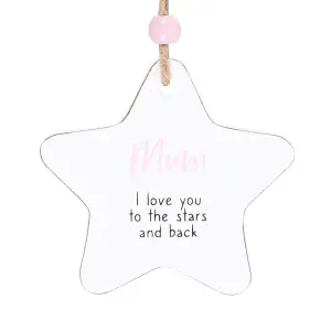 Something Different Mum Star Hanging Sentiment Sign White/Pink/Black (One Size)