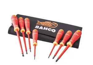 Bahco 7 Piece Insulated VDE Screwdriver Set with Wallet for Electrical Work