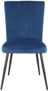 Dunelm Taylor Dining Chair, Velvet, Modern, Blue, Taylor Navy, Fabric/Velvet