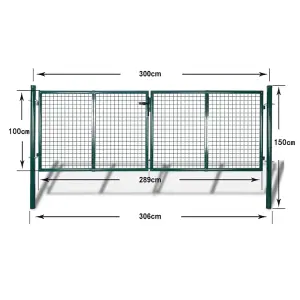 Berkfield Fence Gate Steel 306x150 cm Green