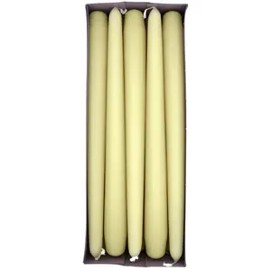 Tapered Dinner Candles, Pack of 10, Unscented, Long Burning Time, 24 cm / 19.45" (Ecru, Matt)