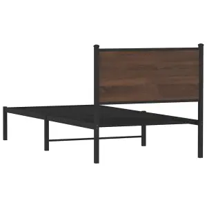 Berkfield Metal Bed Frame without Mattress Brown Oak 90x190 cm Single