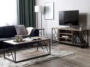 Beliani Industrial TV Stand Dark Wood FORRES