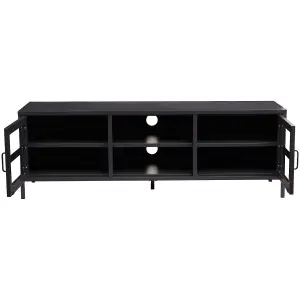 Interiors By Premier Classic Two Door Black Metal Media Unit, Industrial Livingroom Media Unit, Versatile Shelving Media Unit