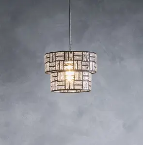 Bronx Black Drum Modern Light Shade Pendant with Acrylic Glass