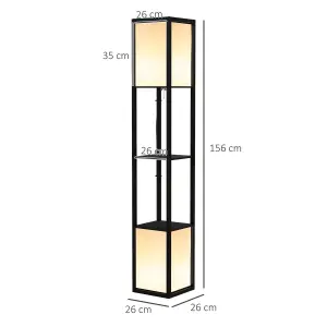 HOMCOM Shelf Floor Lamp with Dual Light, for Living Room, Bedroom, Black