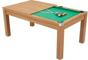 Pool Dining Table & Table Tennis Top 6ft/7ft By Pureline - Oak/Green, 6ft