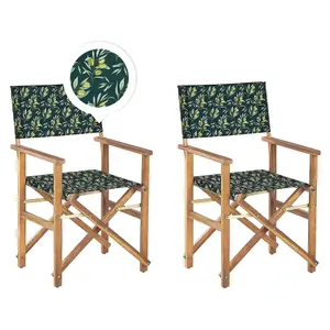 Set of 2 Garden Chairs CINE Acacia Wood Dark Green