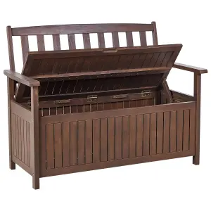 Garden Bench with Cushion SOVANA with Storage Acacia Wood White