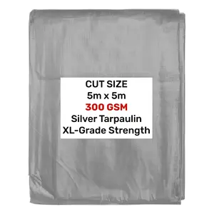 5m x5m Tough heavy duty waterproof tarpaulin/cover up tarp,300gsm builders sheet,garden +camping