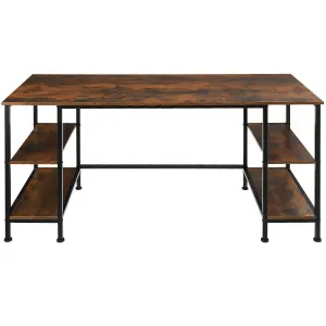 Desk Stoke - 2 side shelves with 2 storage compartments each - Industrial wood dark, rustic