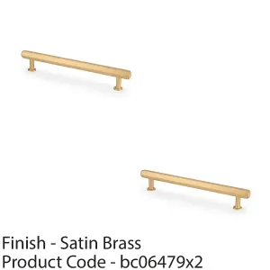 2 PACK - Industrial Hex T Bar Pull Handle - Satin Brass 160mm Centres Kitchen Cabinet