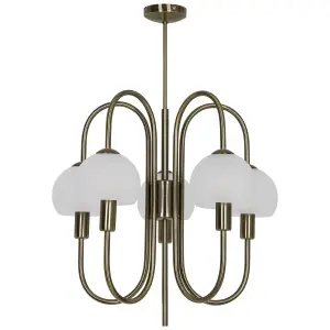 GoodHome Gammont Antique brass effect 5 Lamp Pendant ceiling light, (Dia)500mm