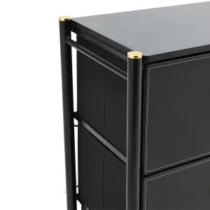 Black Plastic Storage Cabinet with 6 Drawers