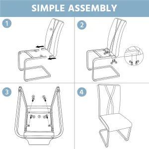 Yaheetech 2PCS White Faux Leather Dining Chairs with Metal Legs