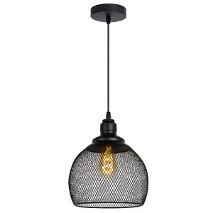 Lucide Mesh Vintage Pendant Light 22cm - 1xE27 - Black