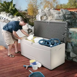 Lifetime 500 Litre Plastic Outdoor Storage Box - Brown/Desert Sand