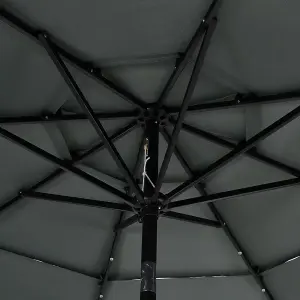 3-Tier Umbrella with Solar Lights and Concrete-Filled Patio Umbrella Stand