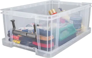 10L Clear Stacking Storage Box With Clip Lock Lid Storage 40x26x15cm