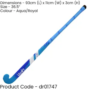 36.5 Inch Mulberry Wood Hockey Stick - BLUE/AQUA - Ultrabow Micro Comfort Grip