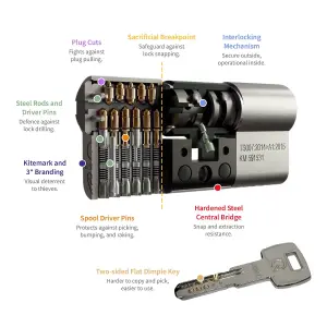 GreenteQ Orion 3 Star Euro Cylinder - 50/35 (85mm), Nickel