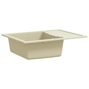 Berkfield Kitchen Sink with Overflow Hole Oval Beige Granite