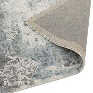 Blue Viscose Easy to clean Abstract Handmade , Luxurious , Modern Rug for Living Room, Bedroom - 160cm X 230cm