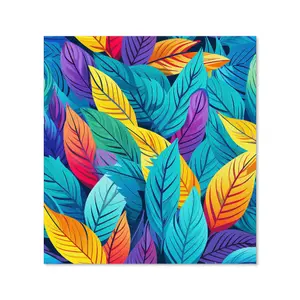 Bright Colourful Leaves Premium Glass Kitchen Splashback W700mm x H650mm