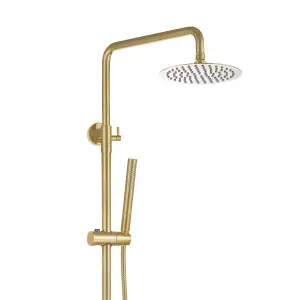 Valletta Thermostatic Shower Kit with Fixed Head & Handset - Brushed Gold