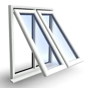 1145mm (W) x 995mm (H) PVCu StormProof Casement Window - 2 Vertical Bottom Opening Windows -  White Internal & External